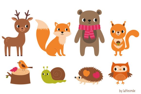 Download Cute Forest Animals Set, 8 PNG Images - Animal Collection