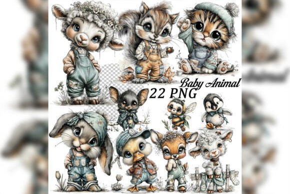 Download Whimsical Baby Animal Clipart Set - Animal Collection
