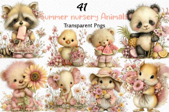 Download Whimsical Summer Nursery Animals Clipart - Animal Collection