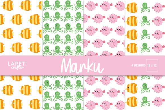 Download Cute Ocean Animals Digital Paper 12x12 - Animal Collection