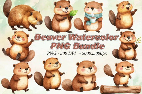 Download Beaver Watercolor PNG Bundle - Watercolor Collection