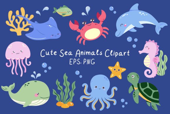 Download Cute Sea Animals Clipart - Animal Collection