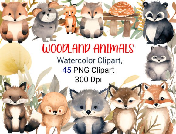 Download Woodland Creatures Watercolor Forest PNG - Watercolor Collection