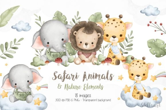 Download Watercolor Safari Animals and Nature - Watercolor Collection