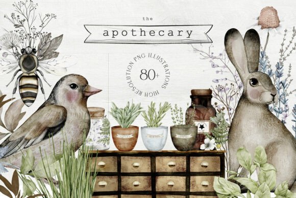 Download Apothecary Hand Drawn Watercolor PNG - Watercolor Collection
