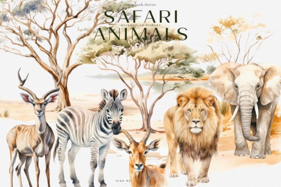 Download Watercolor Safari Animals Clipart Set - Watercolor Collection