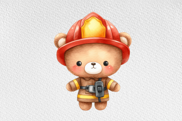 Download Firefighter Teddy Watercolor Clipart - Watercolor Collection