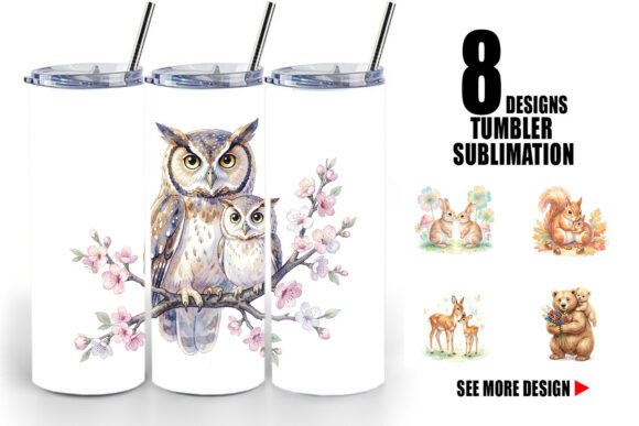 Download Watercolor Woodland Animal Tumbler Wrap - Watercolor Collection