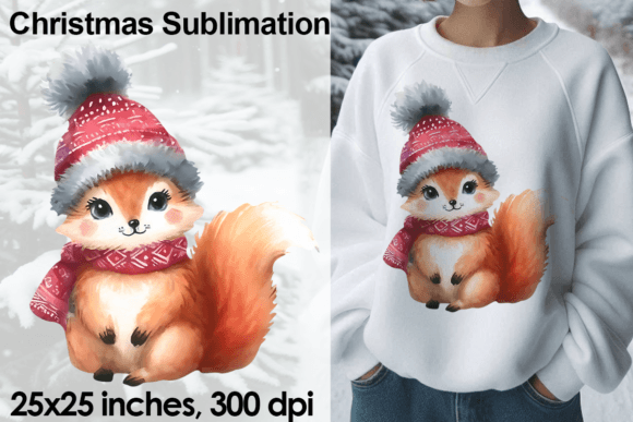 Download Watercolor Christmas Fox Sublimation PNG - Watercolor Collection
