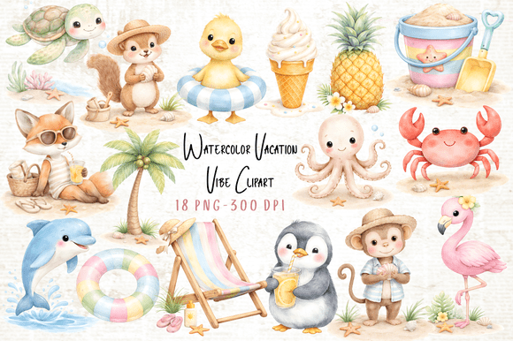 Download Watercolor Vacation Vibe Clipart PNG - Watercolor Collection