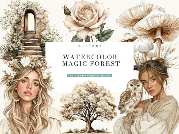 Download Watercolor Magical Forest Clipart - Watercolor Collection