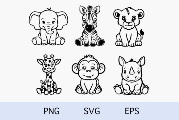 Download Cute Safari Baby Animals Svg, Png - Animal Collection