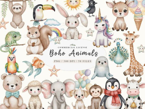 Download Cute Boho Woodland and Jungle Animals - Animal Collection