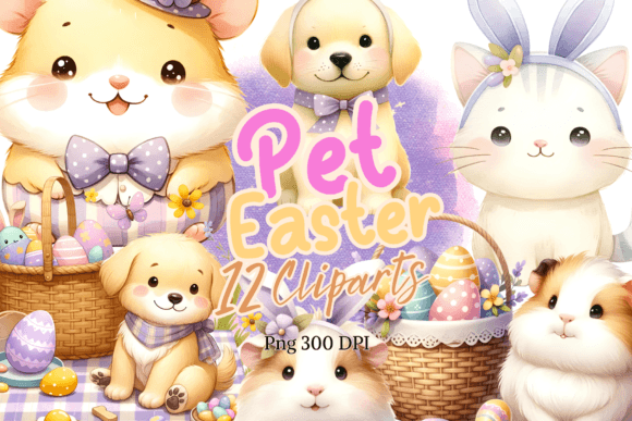 Download Cute Pets Easter Watercolor Clipart - Watercolor Collection
