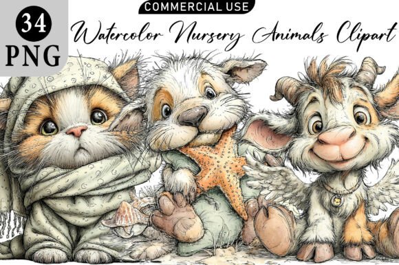 Download Watercolor Nursery Animals Clipart - Watercolor Collection