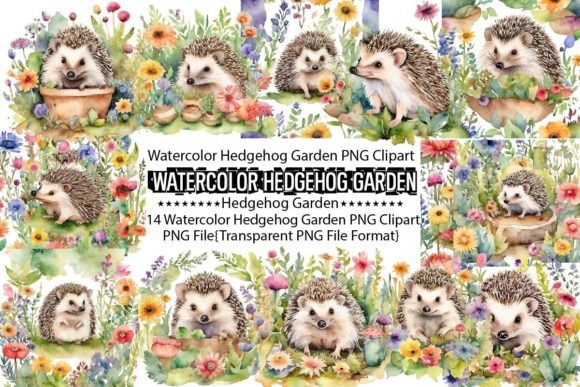 Download Watercolor Hedgehog Garden Sublimation - Watercolor Collection