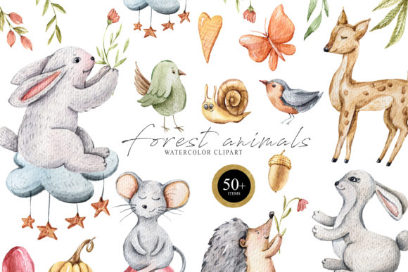 Download Watercolor Cute Forest Animals Clipart- - Watercolor Collection