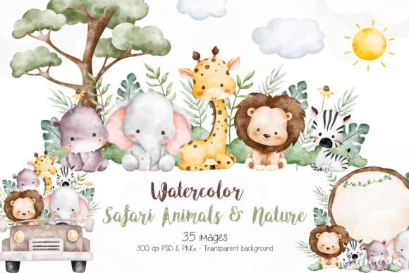 Download Watercolor Safari Animals and Nature - Watercolor Collection