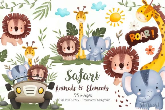 Download Watercolor Safari Animals and Elements - Watercolor Collection