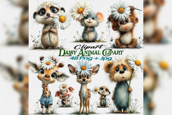 Download Whimsical Daisy Animal Clipart PNG Set - Animal Collection