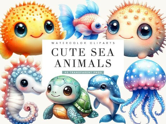 Download Cute Sea Animals Clipart Bundle - Animal Collection