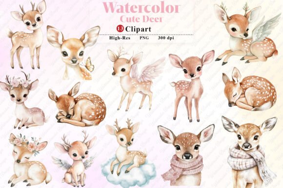 Download Watercolor Cute Deer Clipart - Premium Resources
