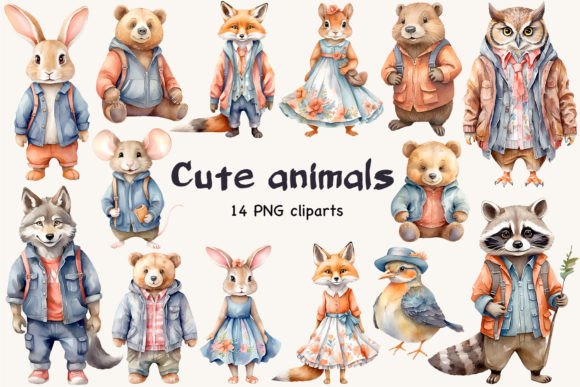 Download Cute Forest Animals Clipart Set - Animal Collection