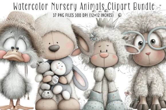 Download Watercolor Nursery Animals Clipart - Watercolor Collection