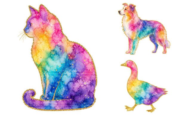 Download Watercolor Farm Rainbow Animal Clipart - Watercolor Collection