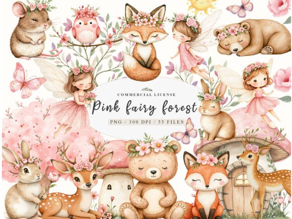 Download Watercolor Garden Fairies Floral Animals - Watercolor Collection
