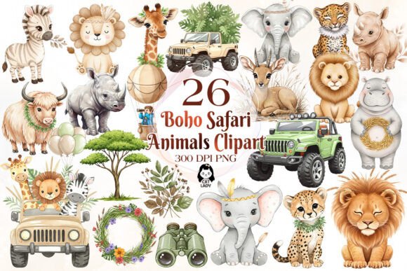 Download Cute Safari Animal Sublimation Clipart - Animal Collection