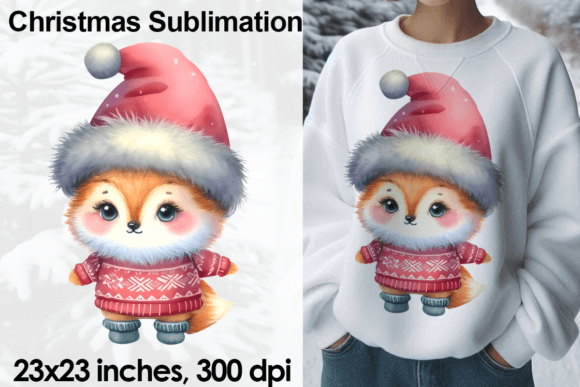 Download Watercolor Christmas Fox Sublimation PNG - Watercolor Collection