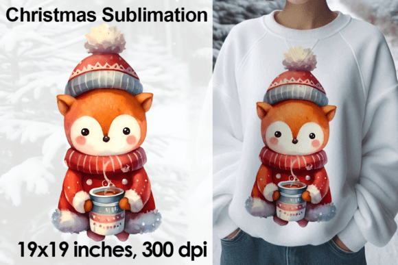 Download Watercolor Christmas Fox Sublimation PNG - Watercolor Collection