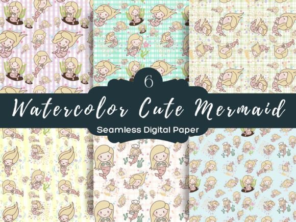Download Watercolor Cute Mermaid Patterns Seamles - Watercolor Collection
