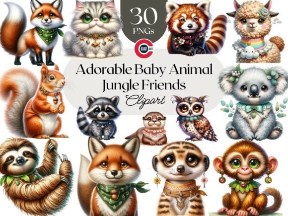Download Cute Animals Jungle Friends Clipart - Animal Collection