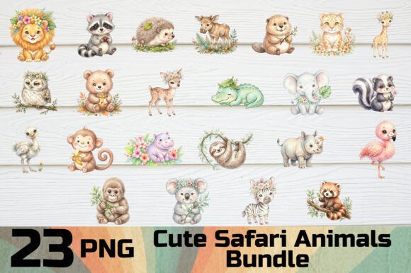 Download Cute Safari Animals Clipart PNG Bundle - Animal Collection