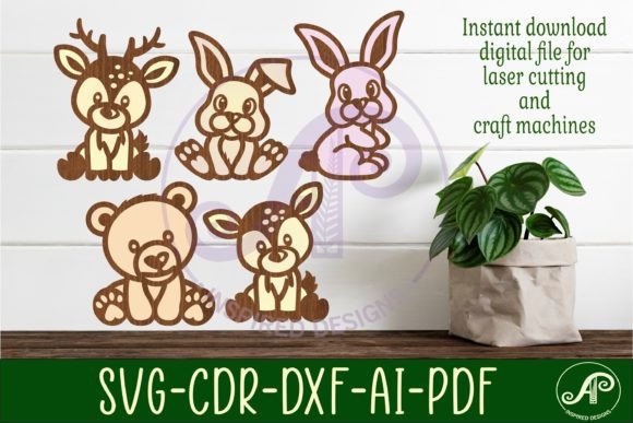 Download Woodland Animals Set 1 Two Layer Laser - Animal Collection