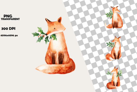 Download Cute Watercolor Fox Christmas Clipart - Watercolor Collection
