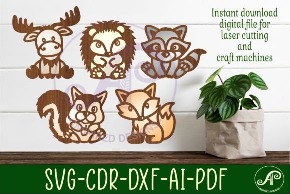 Download Woodland Animals Set 2 Two Layer Laser - Animal Collection
