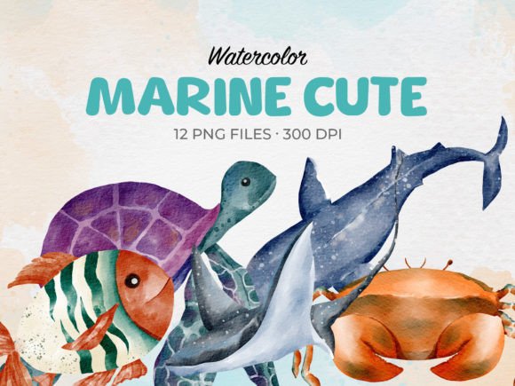 Download Watercolor Marine Sea Animal Clipart - Watercolor Collection