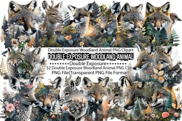 Download Double Exposure Woodland Animal Bundle - Animal Collection