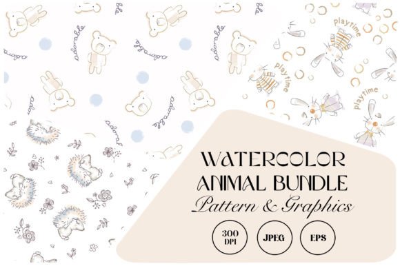 Download Watercolor Animal Bundle Pattern - Watercolor Collection