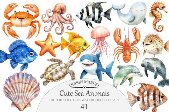 Download Cute Sea Animals Clipart - Animal Collection