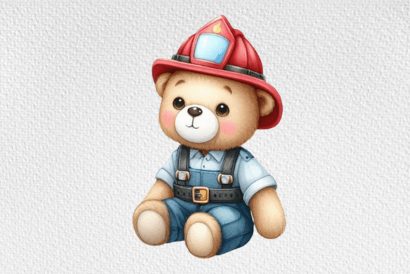 Download Firefighter Teddy Watercolor Clipart - Watercolor Collection