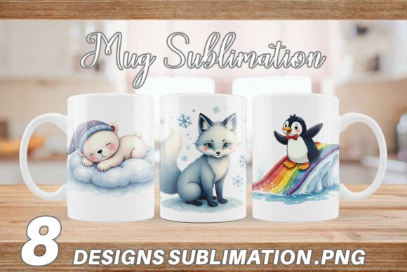 Download Arctic Cuties Watercolor Mug Wrap - Watercolor Collection