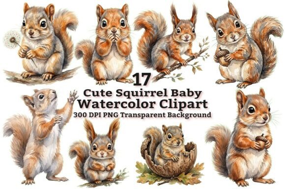Download Cute Baby Squirrel Watercolor Clipart - Watercolor Collection