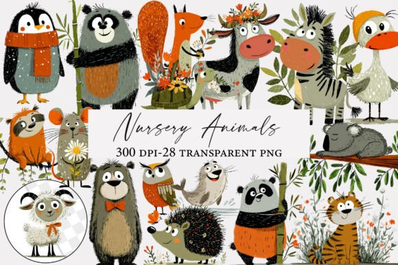 Download Watercolor Nursery Animals Clipart - Watercolor Collection