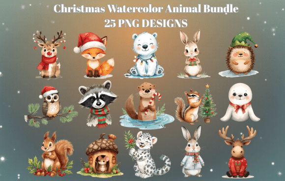 Download Christmas Watercolor Animal Bundle - Watercolor Collection