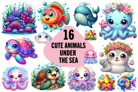 Download Cute Sea Animals Clipart Bundle - Animal Collection
