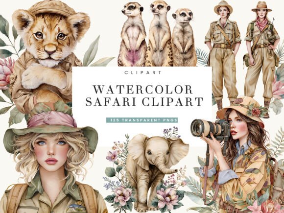 Download Watercolor Safari Clipart Bundle - Watercolor Collection